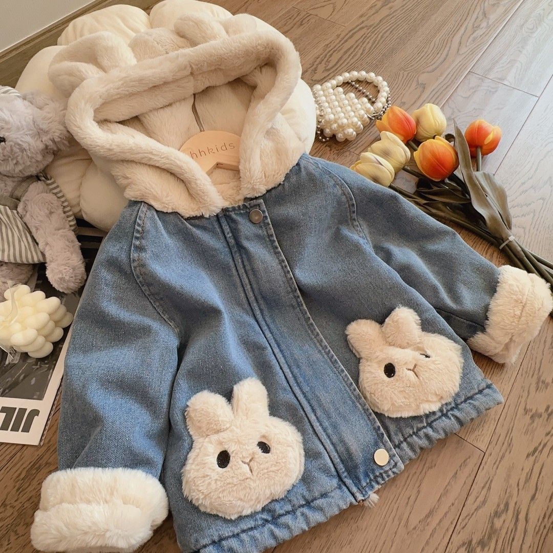 Girls' Jean Jacket Lamb Wool Autumn Clothing SnugBubs Australia