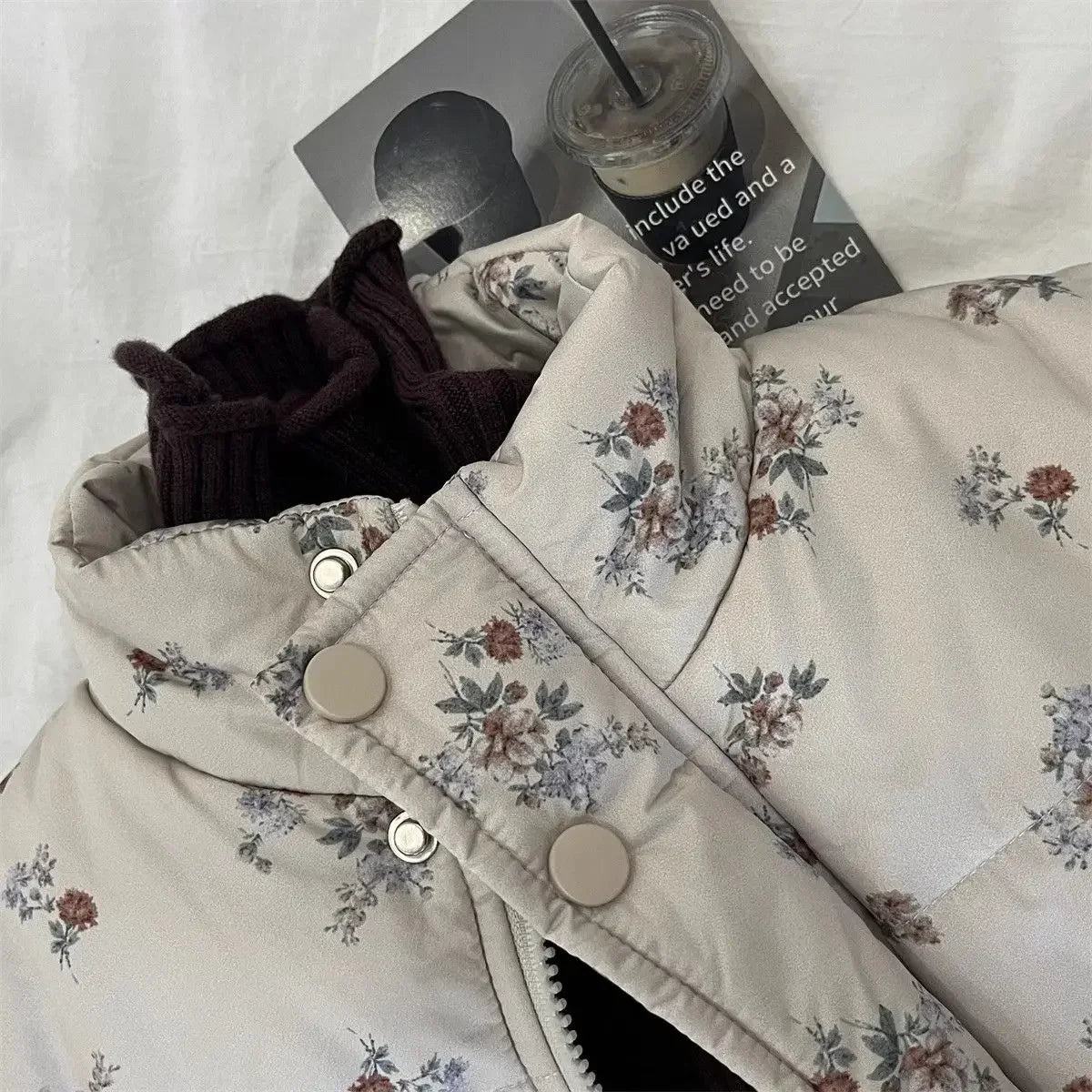 Cotton-Padded Floral Print Thicken Warm Coat SnugBubs Australia