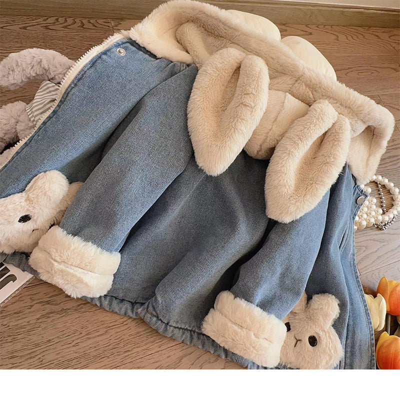 Girls' Jean Jacket Lamb Wool Autumn Clothing SnugBubs Australia