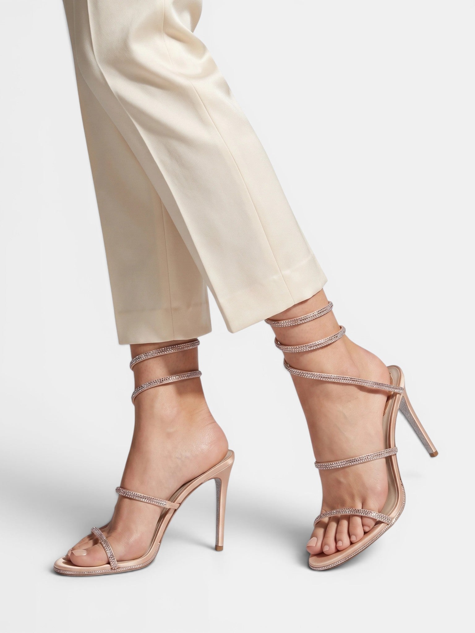 Gleamond | Women's Stiletto Sandals with Open Toe and Spiral Ankle Wrap Gleamond