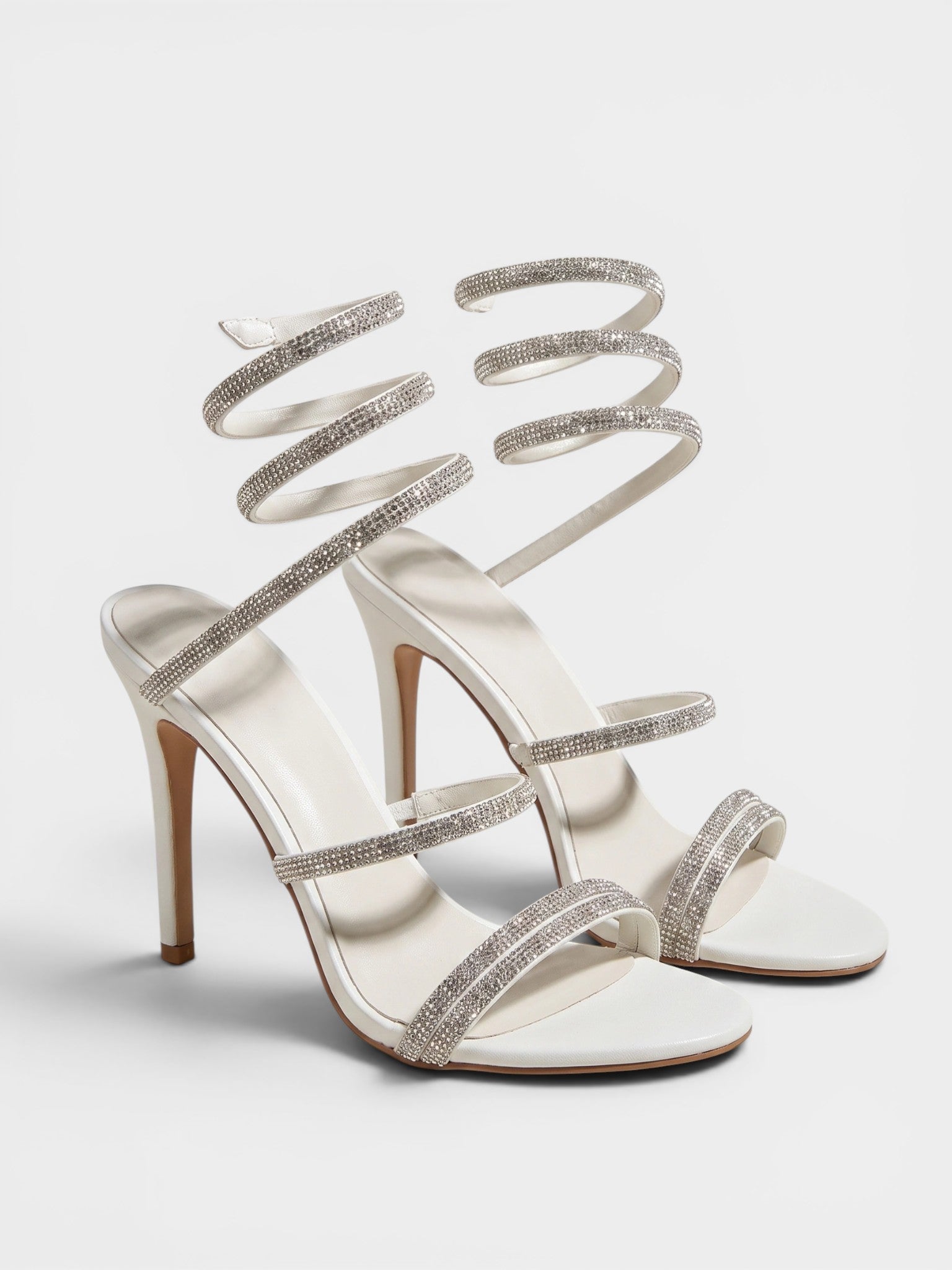 Gleamond | Women's Stiletto Sandals with Open Toe and Spiral Ankle Wrap Gleamond