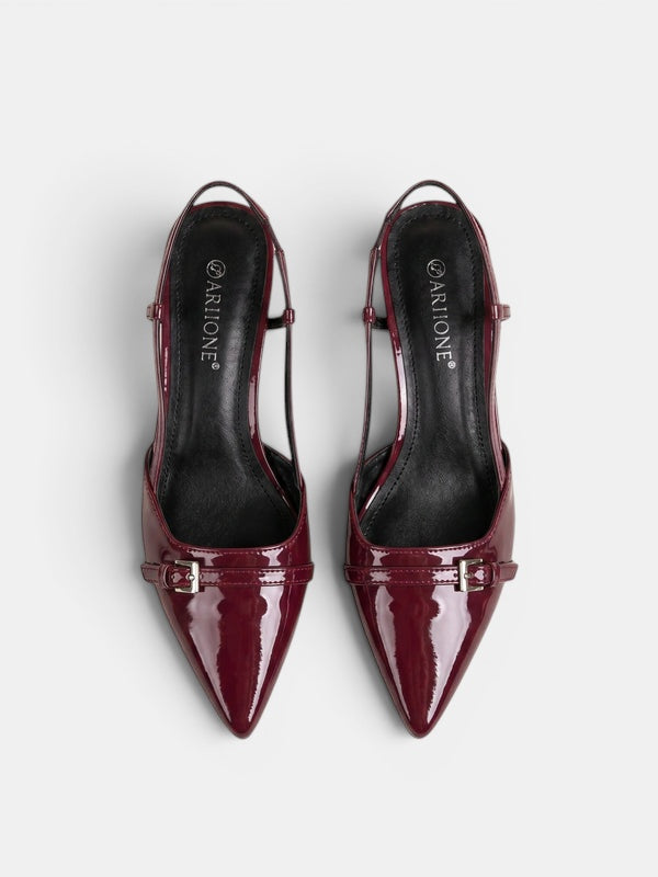 Gleamond | Women's Embroidered Slingback Pumps with Pointed Toe Gleamond