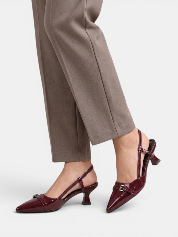 Gleamond | Women's Embroidered Slingback Pumps with Pointed Toe Gleamond