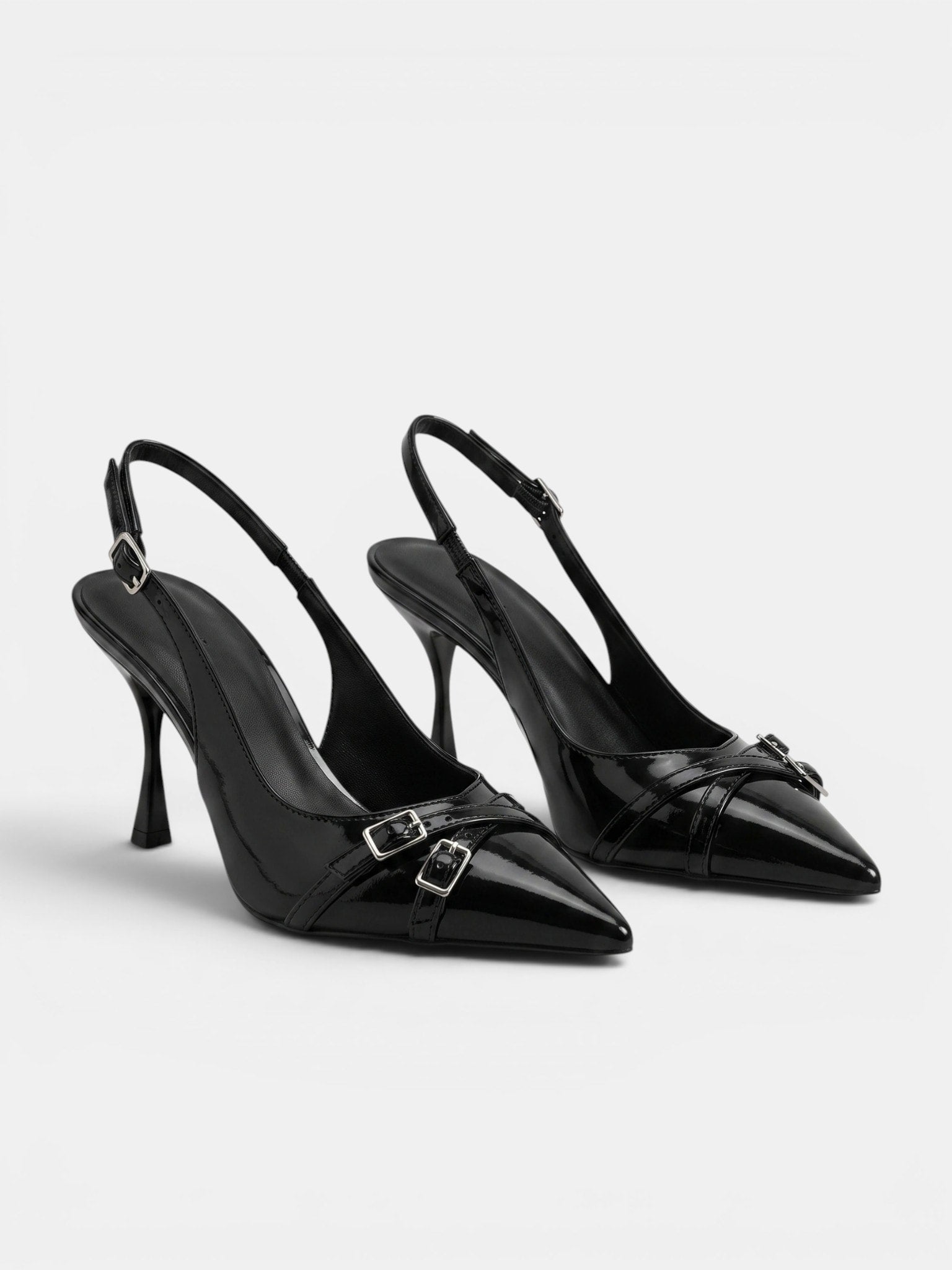 Gleamond | Women's Kitten Heel Pumps with Slingback Strap and Buckle Detail Gleamond
