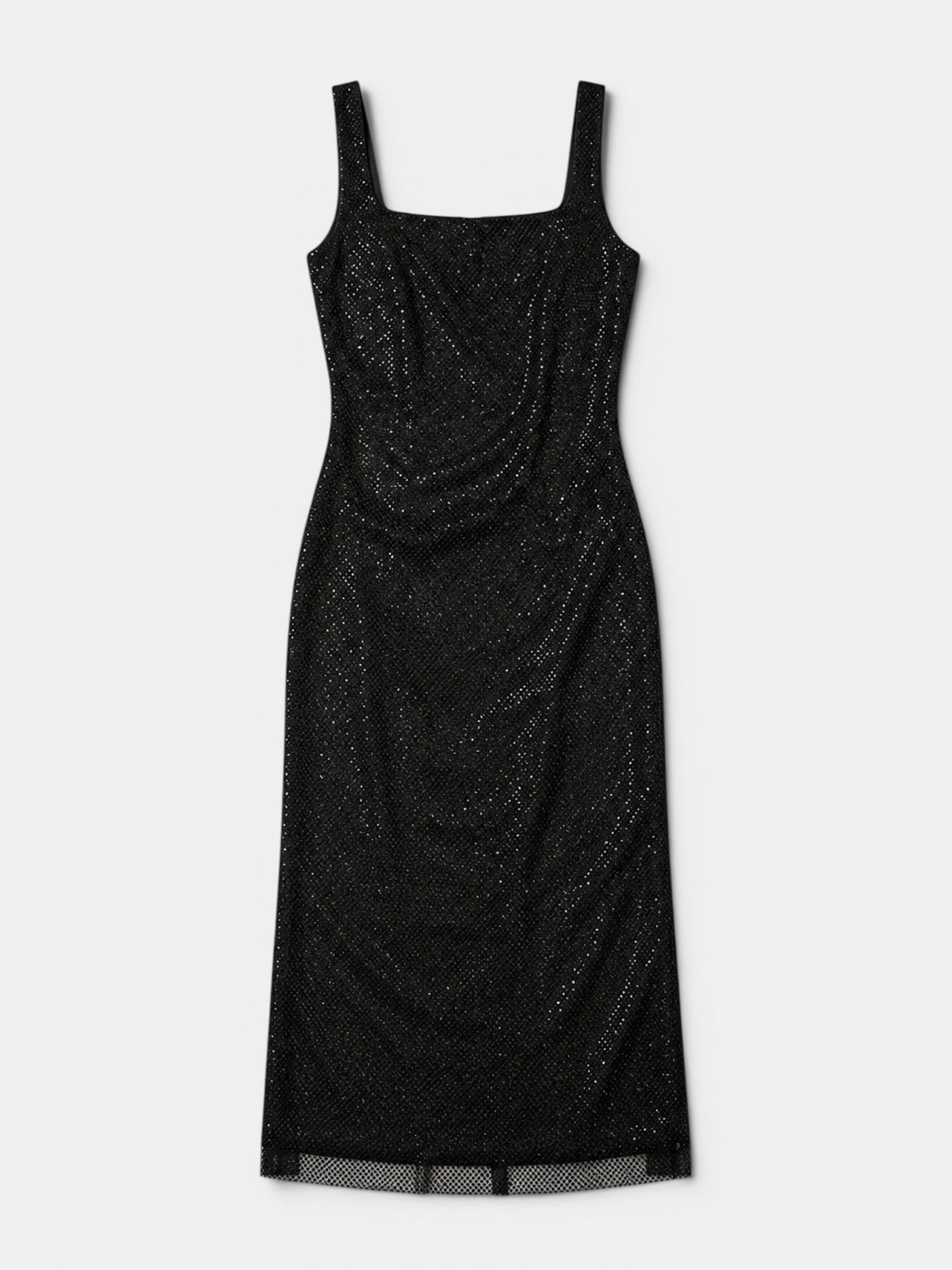 Gleamond | Women's Rhinestone Bodycon Maxi Dress with Square Neck and Sleeveless Gleamond