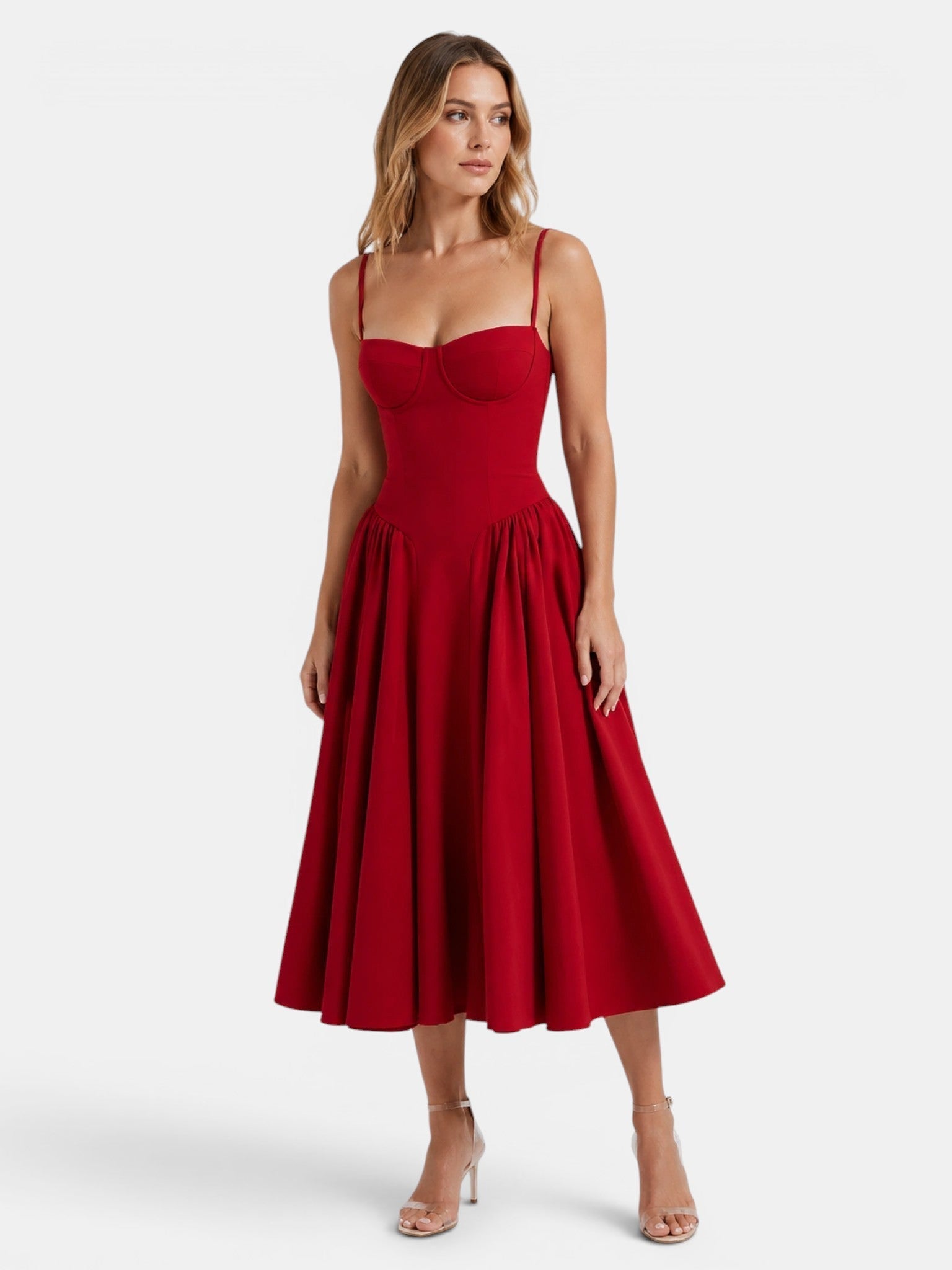 Gleamond | Women's Strapless Corset Midi Dress Gleamond