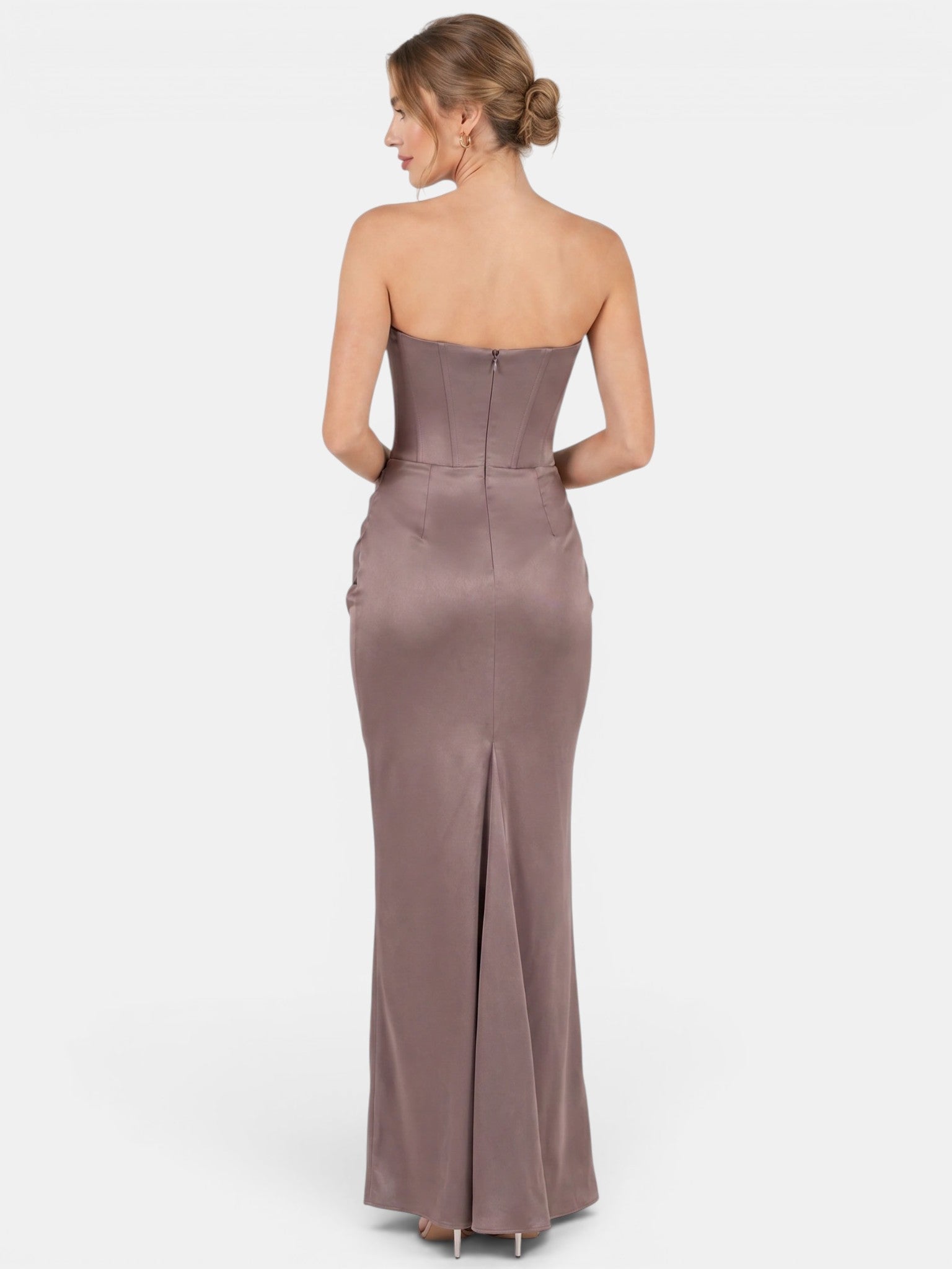 Gleamond | Women's Strapless Maxi Dress with Ruched Skirt and Fitted Bodice Gleamond