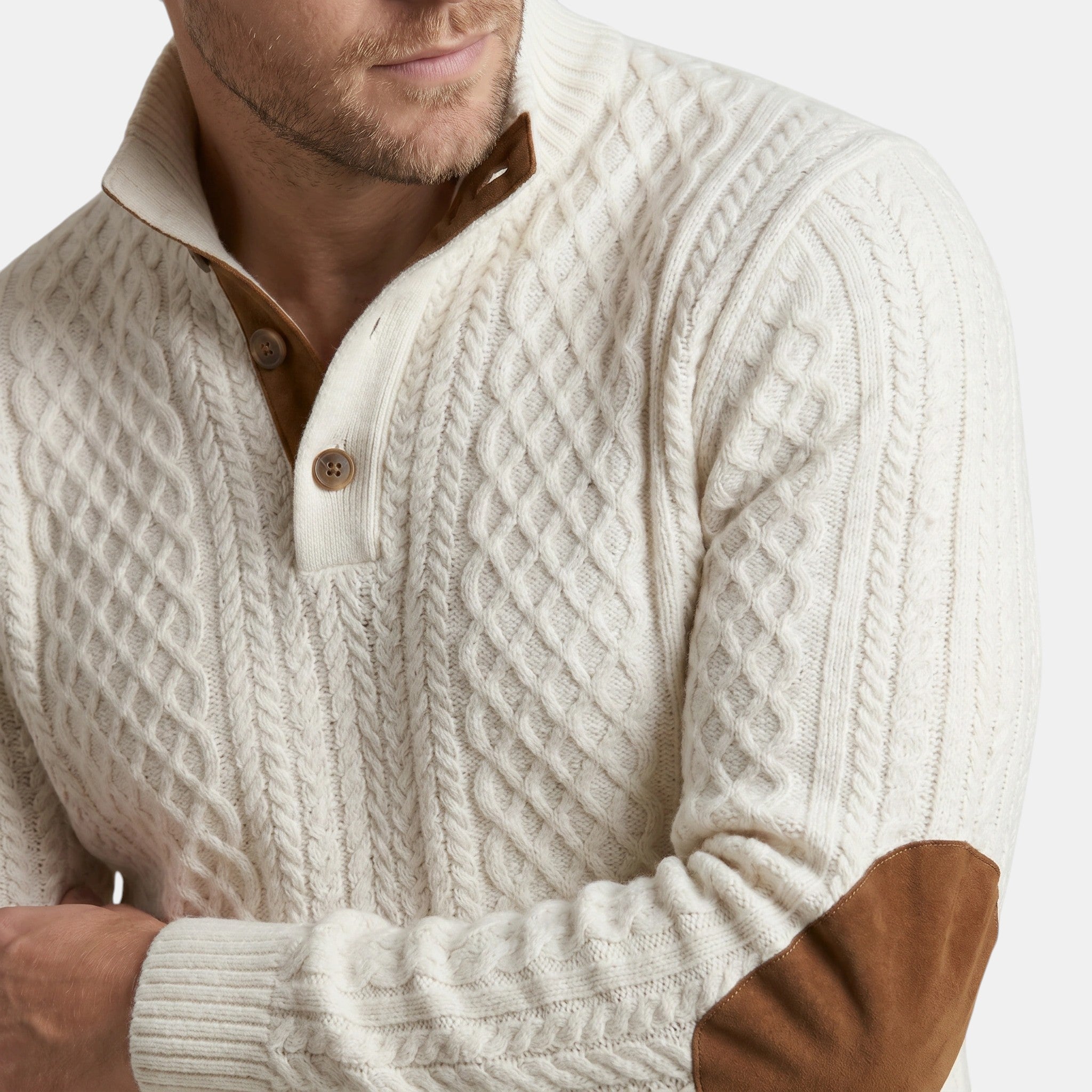 Men’s Cable Knit Sweater with Stand Collar Winter Pullover SnugBubs Australia
