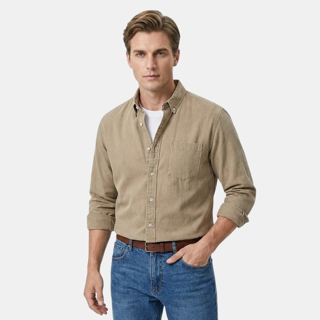 Men’s Cotton Linen Shirt Long Sleeve Casual Button-Up SnugBubs Australia