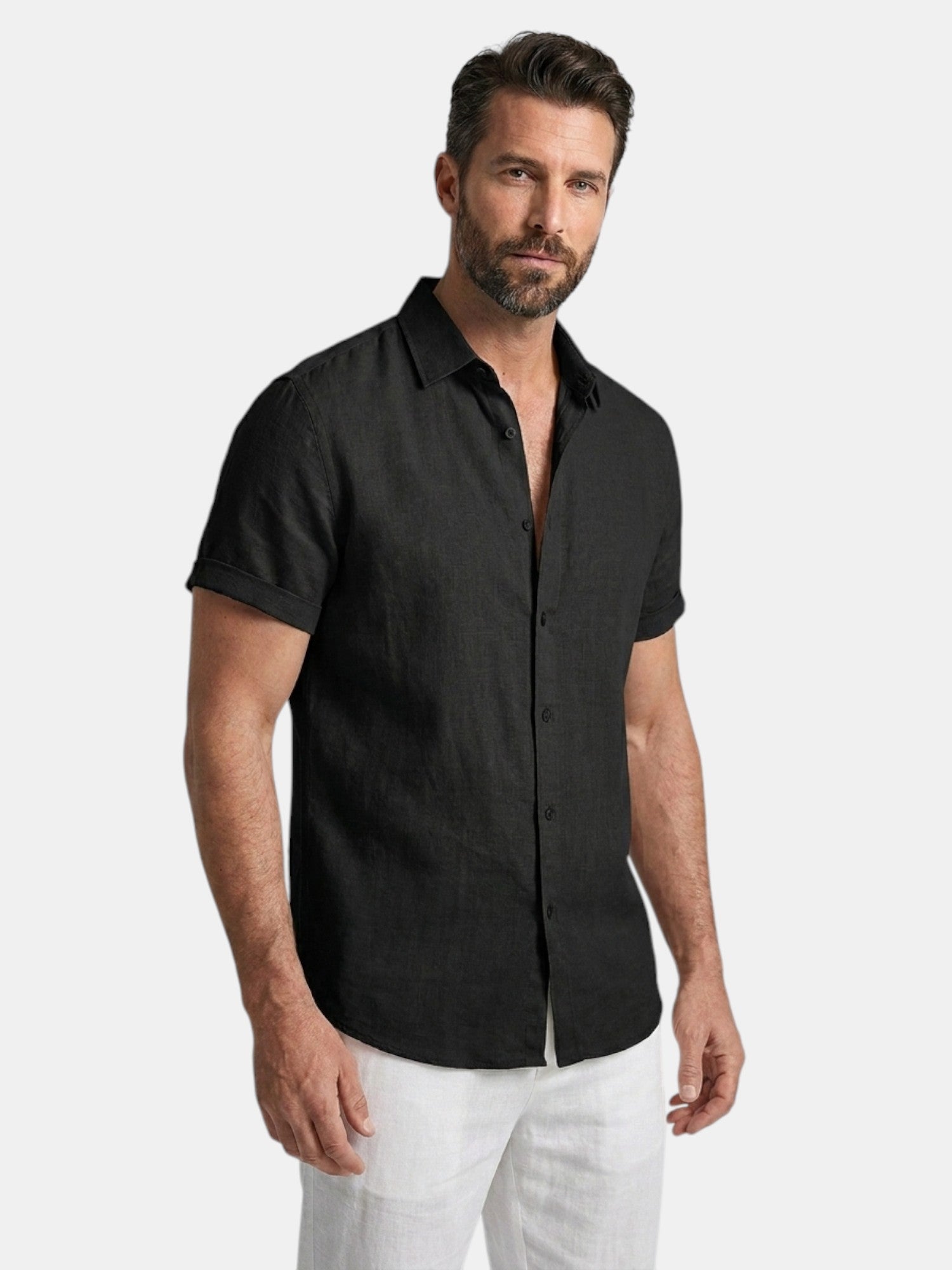 Men’s Cotton Linen Summer Shirt Lightweight Short Sleeve SnugBubs Australia