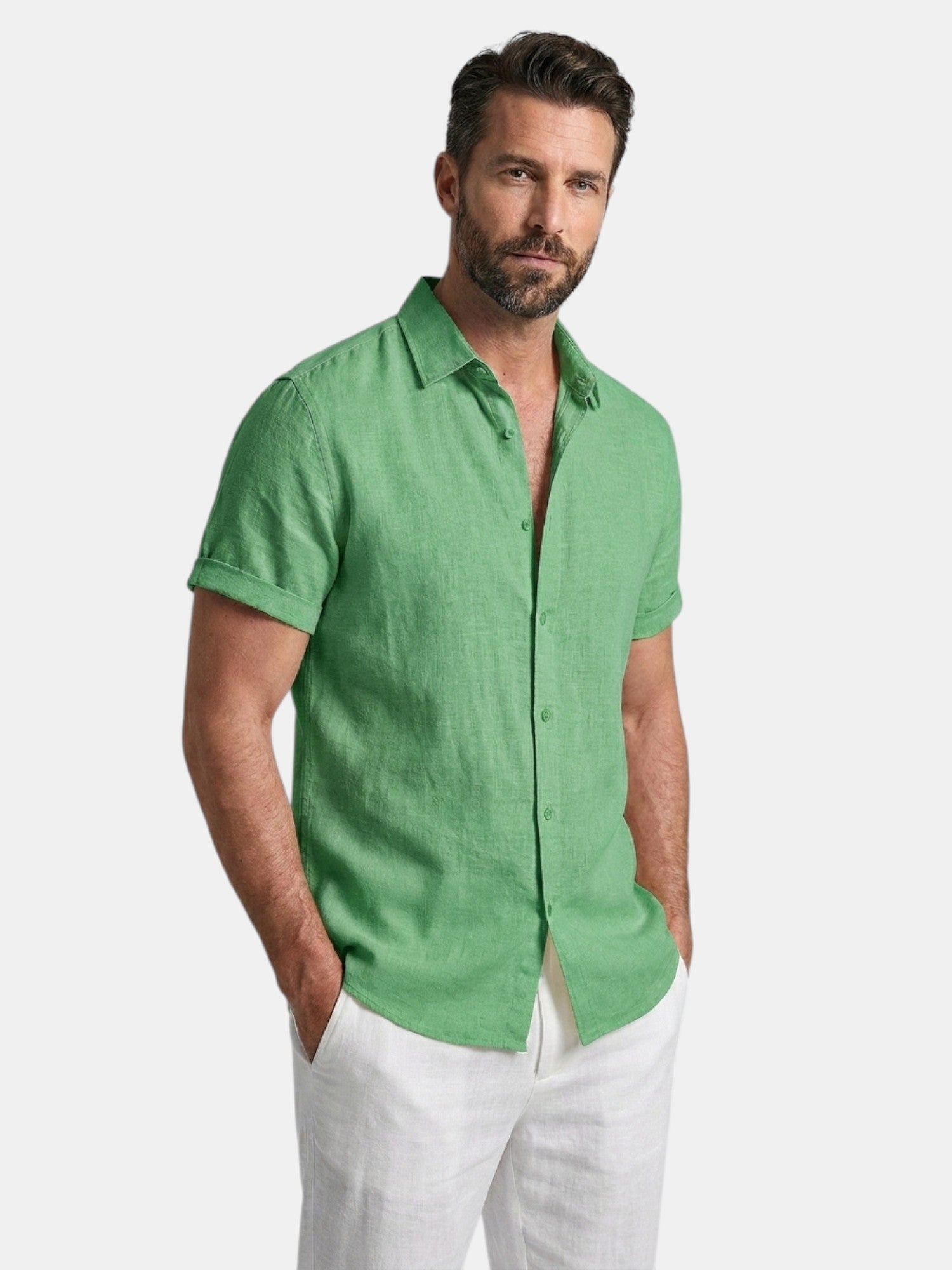 Men’s Cotton Linen Summer Shirt Lightweight Short Sleeve SnugBubs Australia