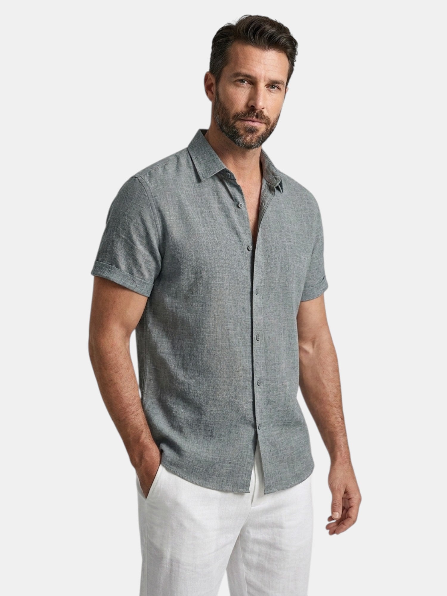 Men’s Cotton Linen Summer Shirt Lightweight Short Sleeve SnugBubs Australia