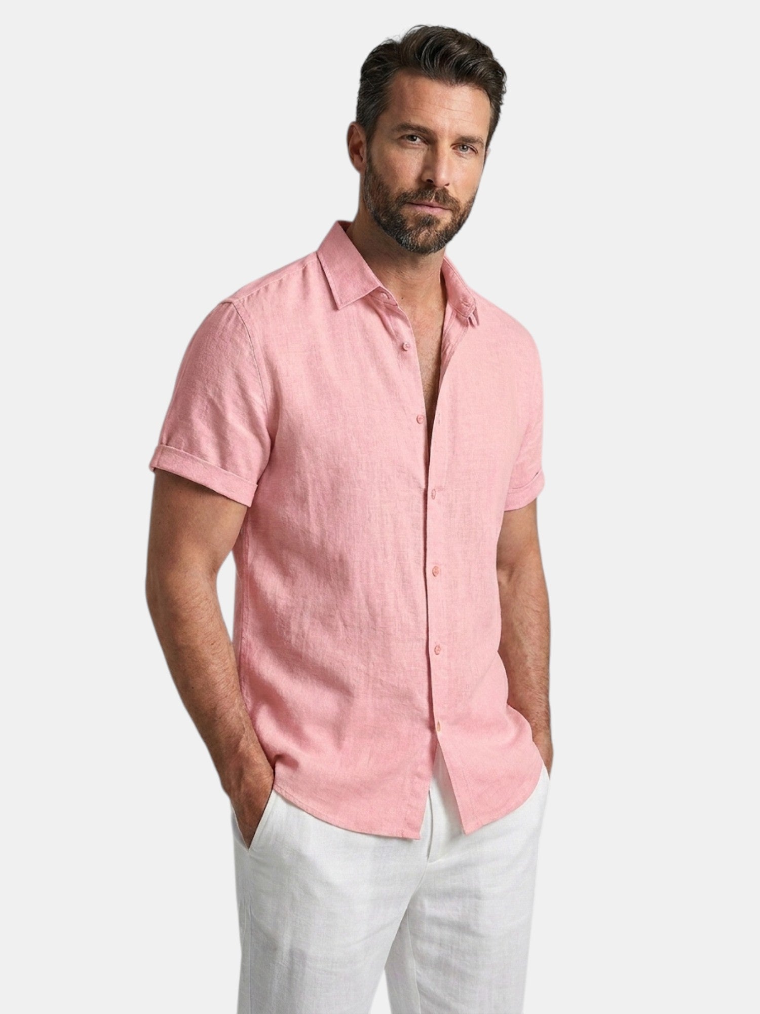 Men’s Cotton Linen Summer Shirt Lightweight Short Sleeve SnugBubs Australia