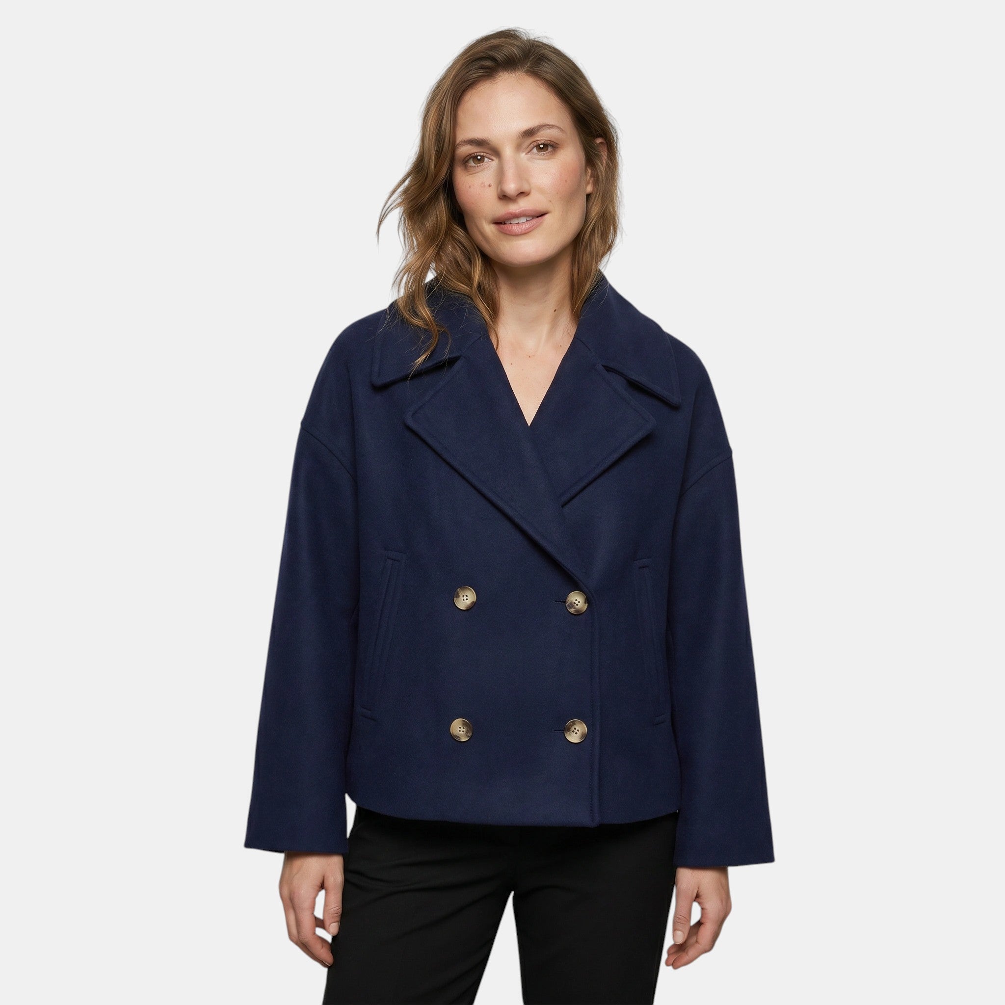 Women's Double Breasted Short Coat Elegant Office Jacket SnugBubs Australia