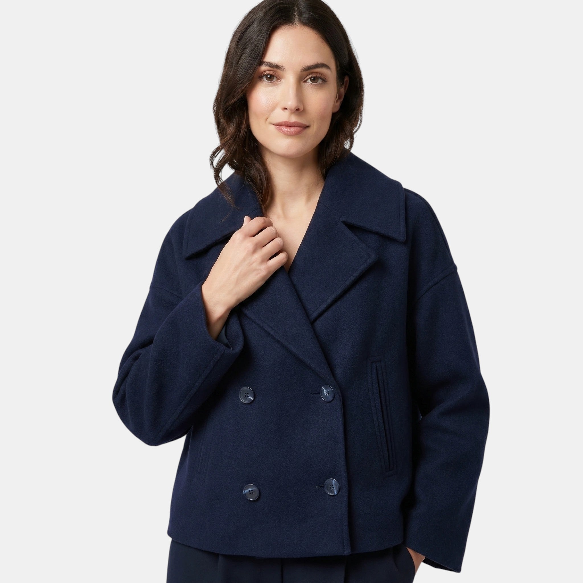 Women's Double Breasted Short Jacket Elegant Tailored Coat SnugBubs Australia