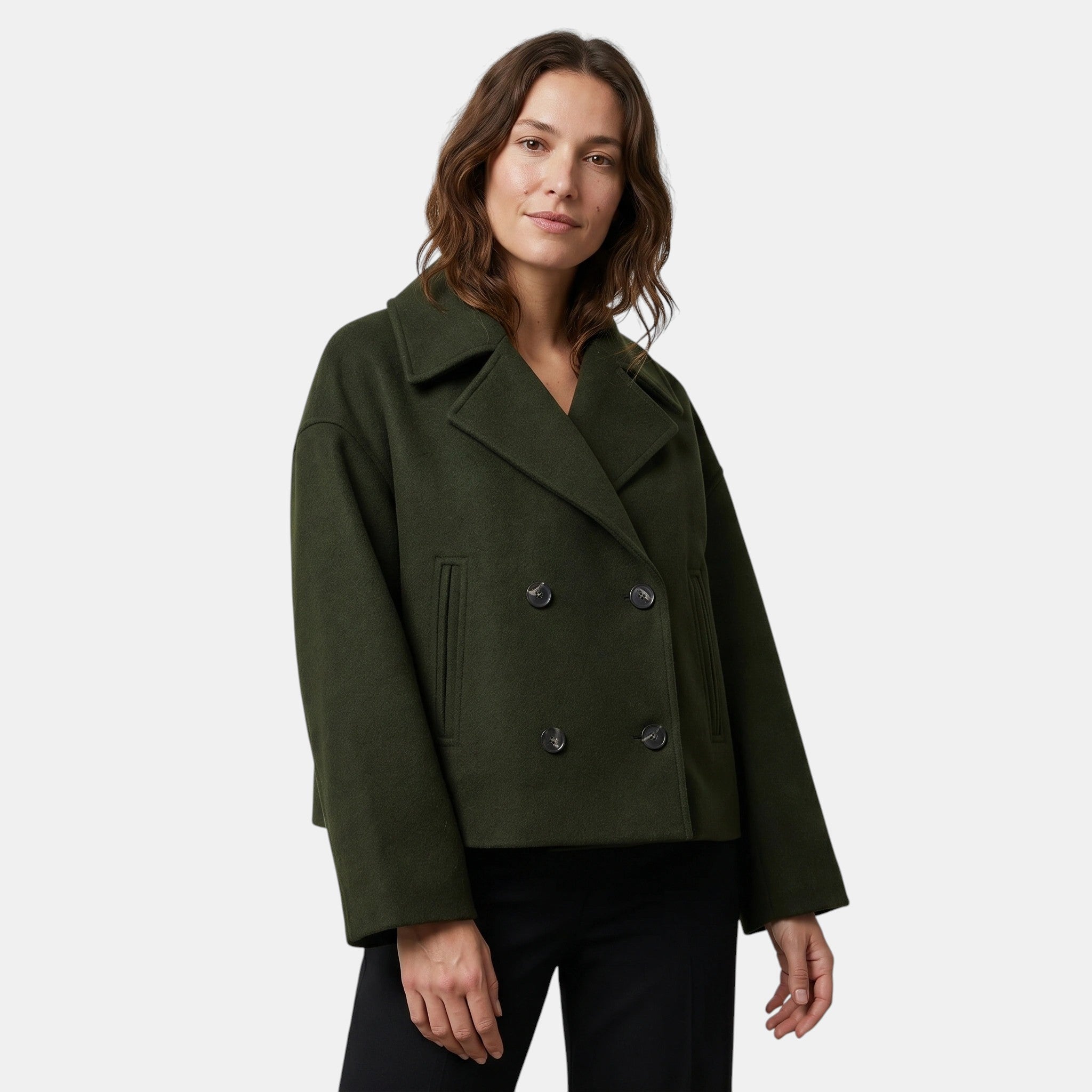 Women's Double Breasted Short Jacket Elegant Tailored Coat SnugBubs Australia