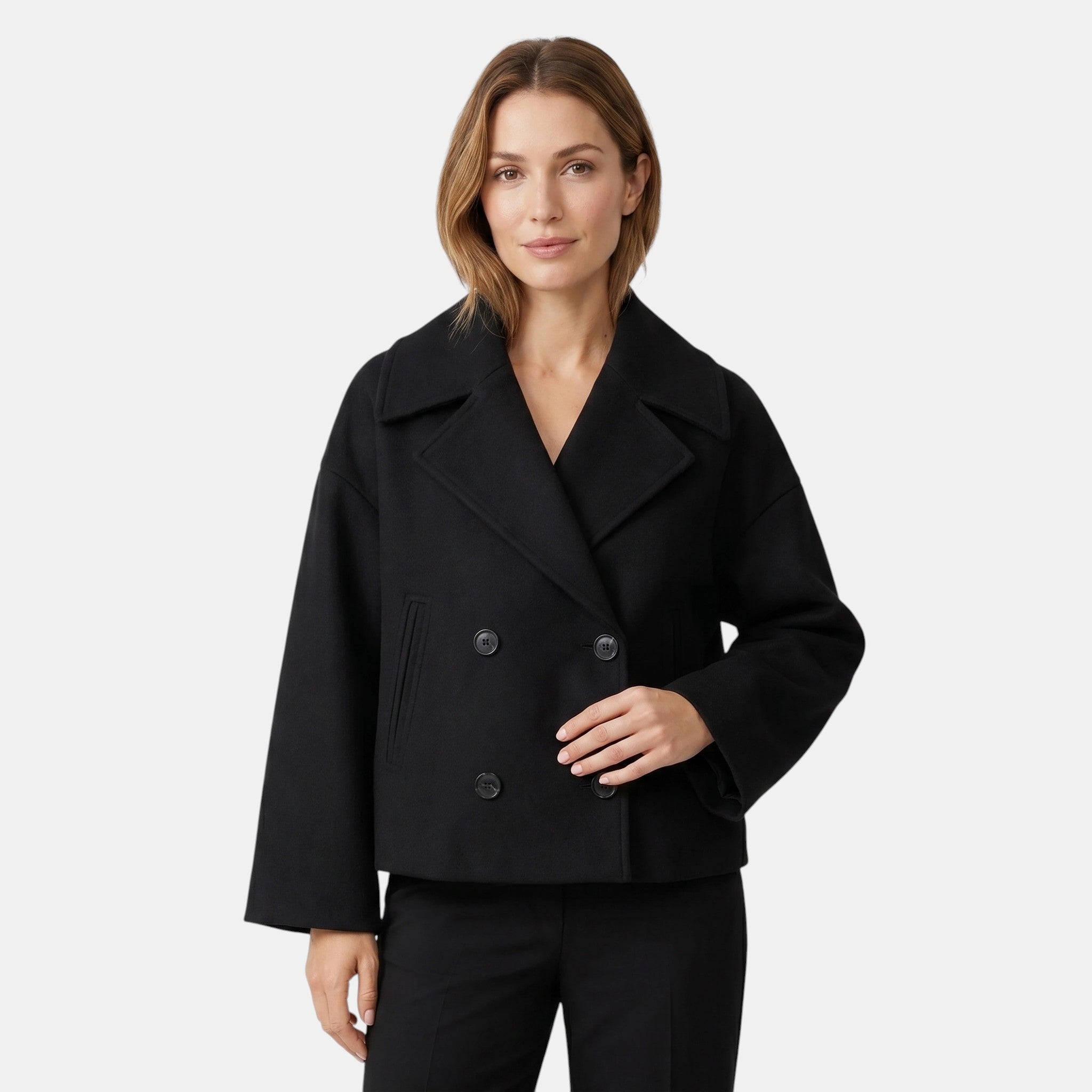 Women's Double Breasted Short Jacket Elegant Tailored Coat SnugBubs Australia