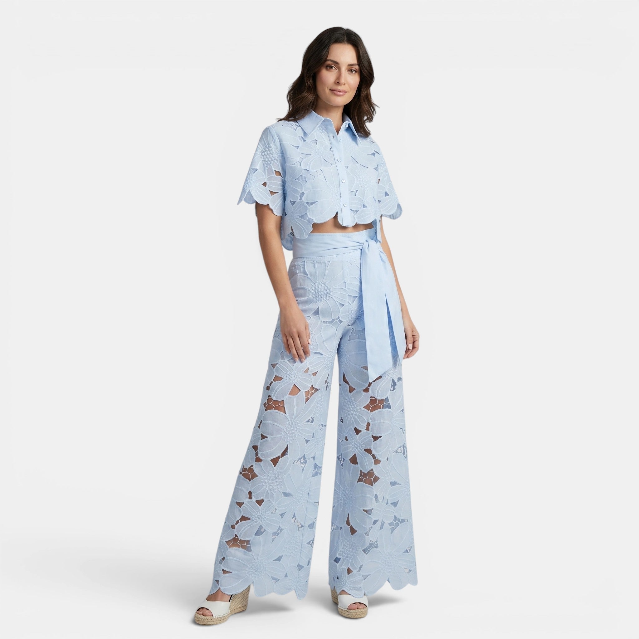 Women's Floral Cut Out Two Piece Set Elegant Summer Outfit SnugBubs Australia