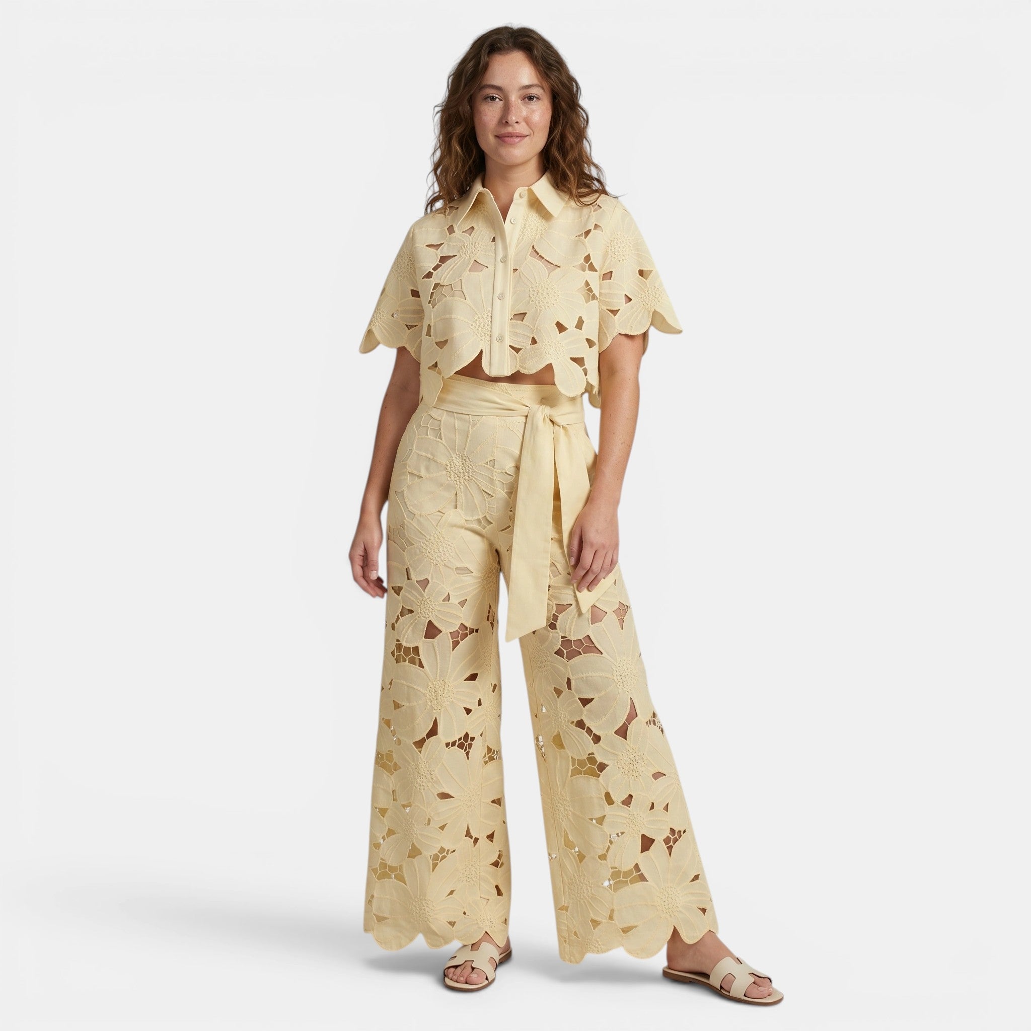 Women's Floral Cut Out Two Piece Set Elegant Summer Outfit SnugBubs Australia