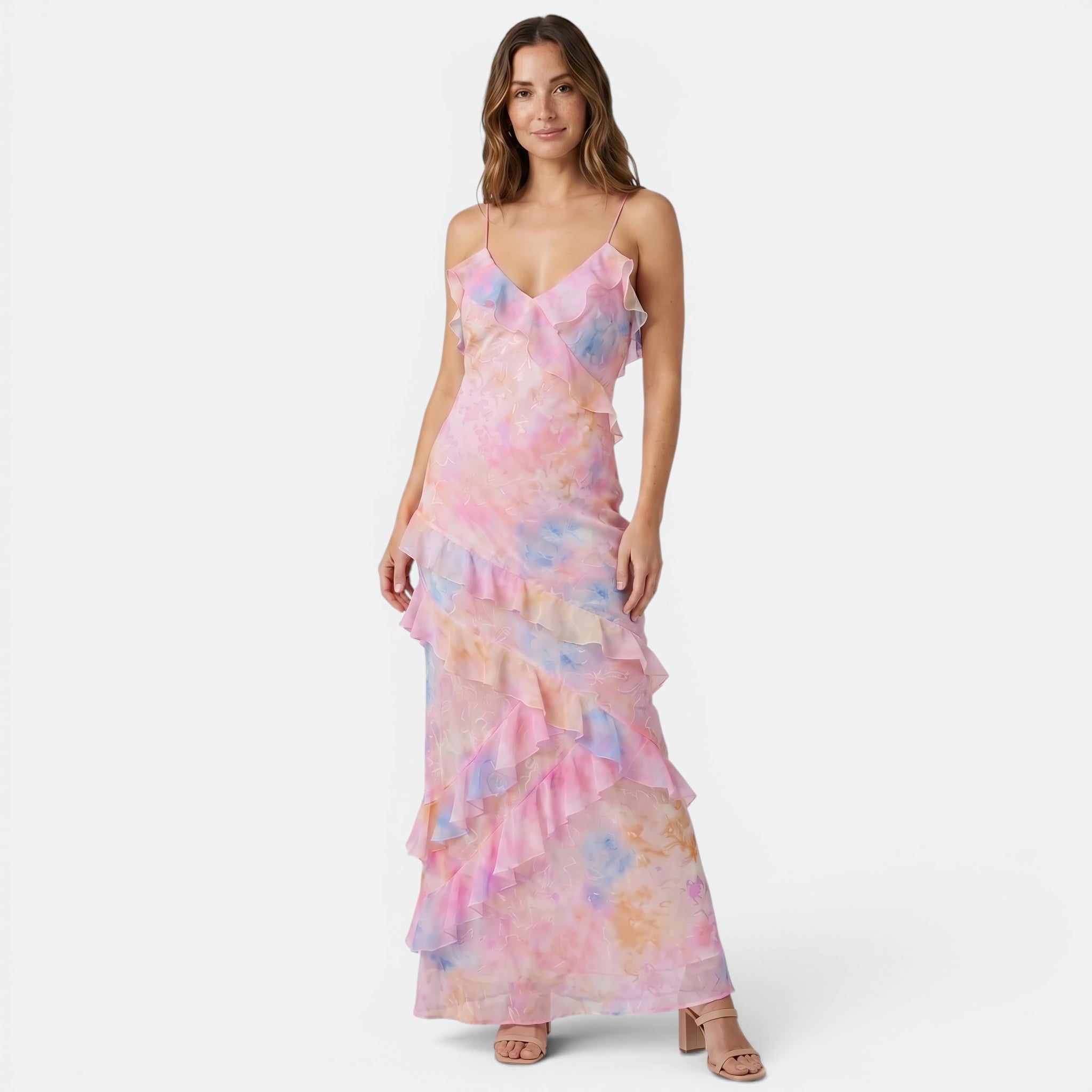 Women's Ruffle Maxi Dress with Floral Print SnugBubs Australia