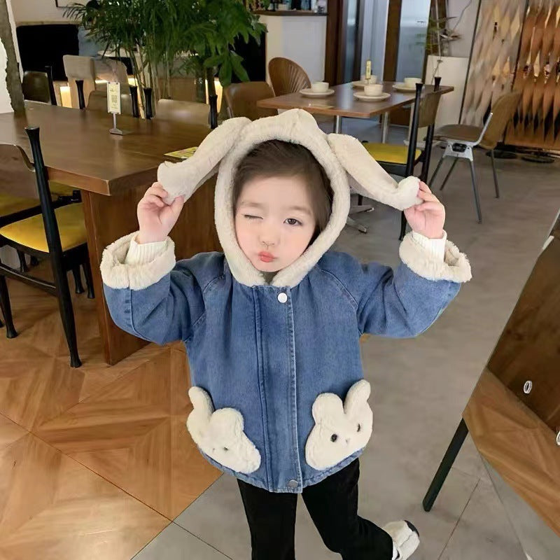 Girls' Jean Jacket Lamb Wool Autumn Clothing SnugBubs Australia