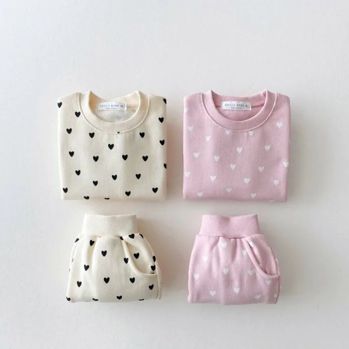 Full Heart Print Baby Hoodie Set SnugBubs Australia