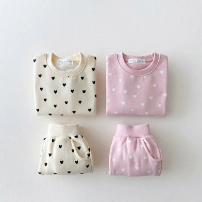 Full Heart Print Baby Hoodie Set SnugBubs Australia