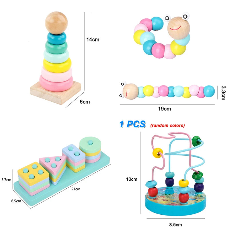 Hot Kids Montessori Wooden Macaron Blocks Learning Toy SnugBubs Australia