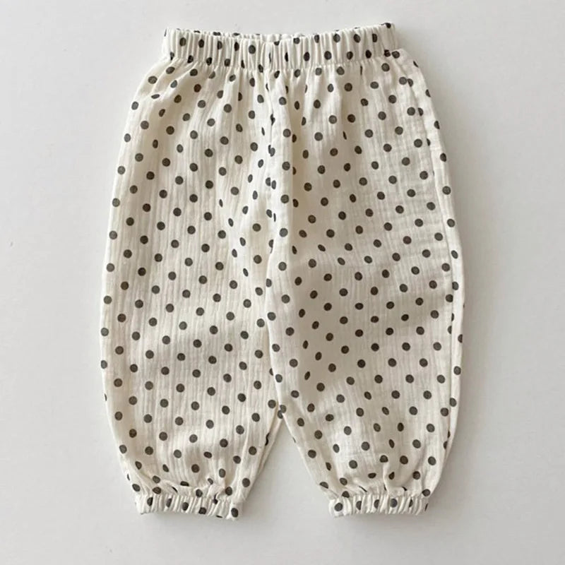 Summer Baby Clothes Linen Girls Pants Sweet Print Girls Trousers Boys Casual Pants SnugBubs Australia