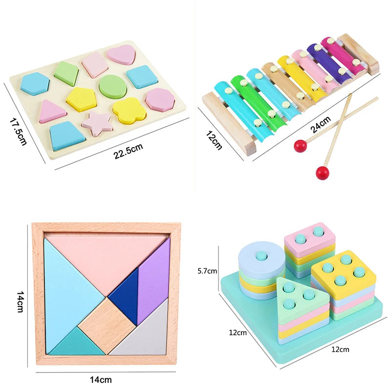 Hot Kids Montessori Wooden Macaron Blocks Learning Toy SnugBubs Australia