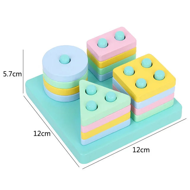 Hot Kids Montessori Wooden Macaron Blocks Learning Toy SnugBubs Australia