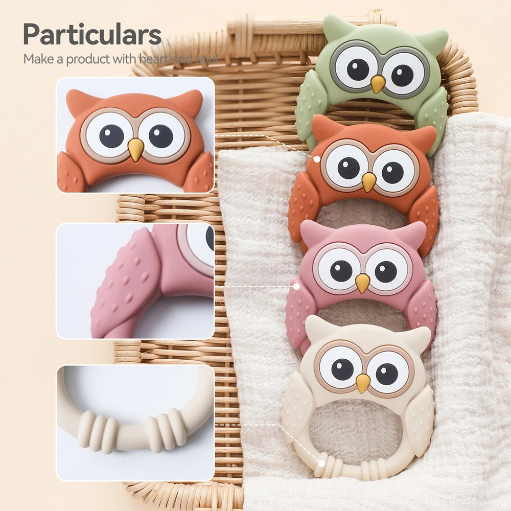 1PC Food Grade BPA Free Cartoon Owl Silicone Baby Teether SnugBubs Australia