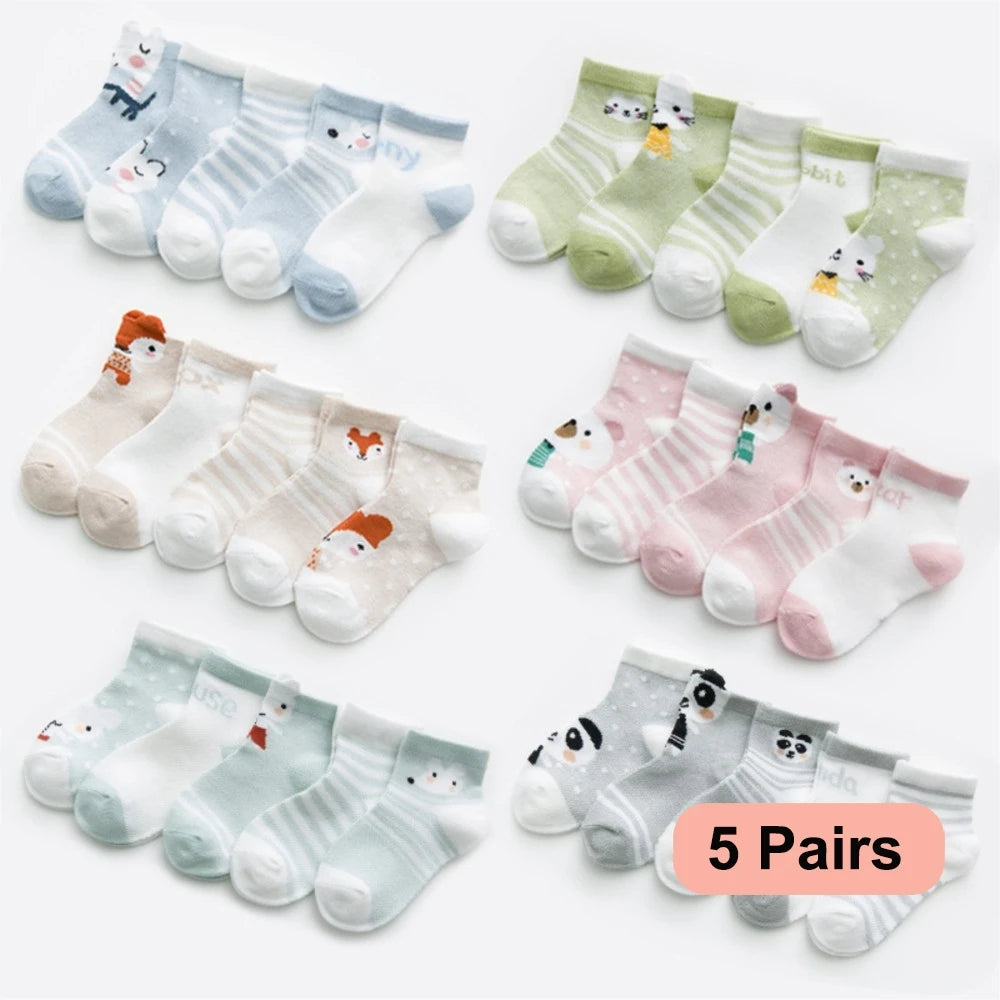 5Pairs/lot 0-2Y Infant Baby Socks Baby Socks for Girls Cotton Mesh Cute Newborn Boy Toddler Socks Baby Clothes Accessories SnugBubs Australia