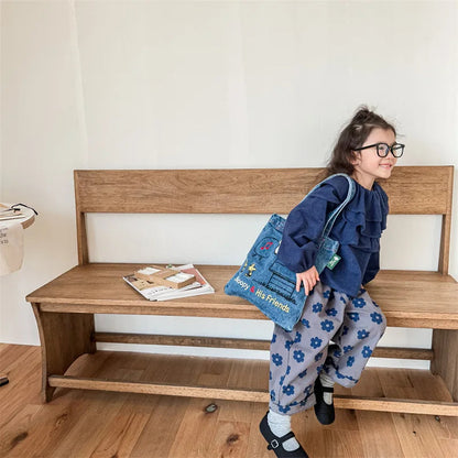 Autumn New Children Loose Trousers Vintage Flower Print Girls Harem Pants Baby Boys Casual Pants Cotton Baby Trousers Clothes SnugBubs Australia