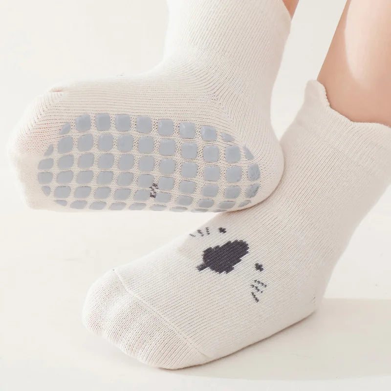 3/5 Pairs Baby Adorable Animals Pattern Non Slip Floor Socks, Breathable Casual Socks For Boys and Girls Kids Indoor Activities SnugBubs Australia