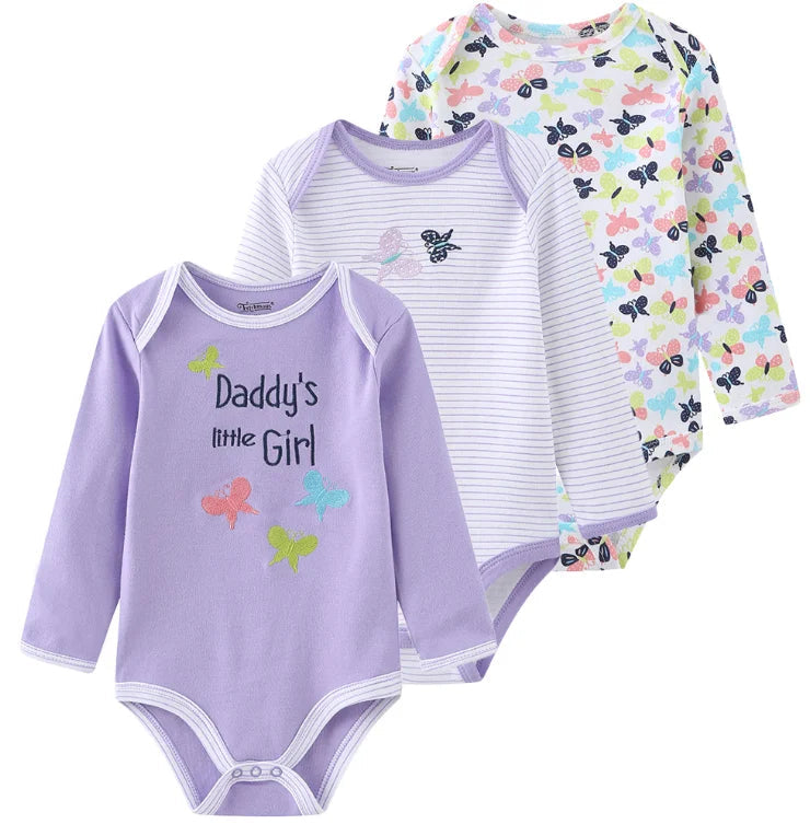 100% Cotton Long Sleeve Newborn Bodysuit (3 Packs) SnugBubs Australia