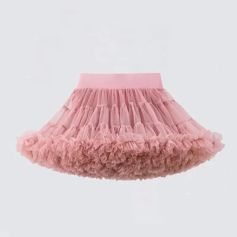 Girls Fluffy Tulle Tutu Skirt – Lace & Chiffon Dance Pettiskirt SnugBubs Australia