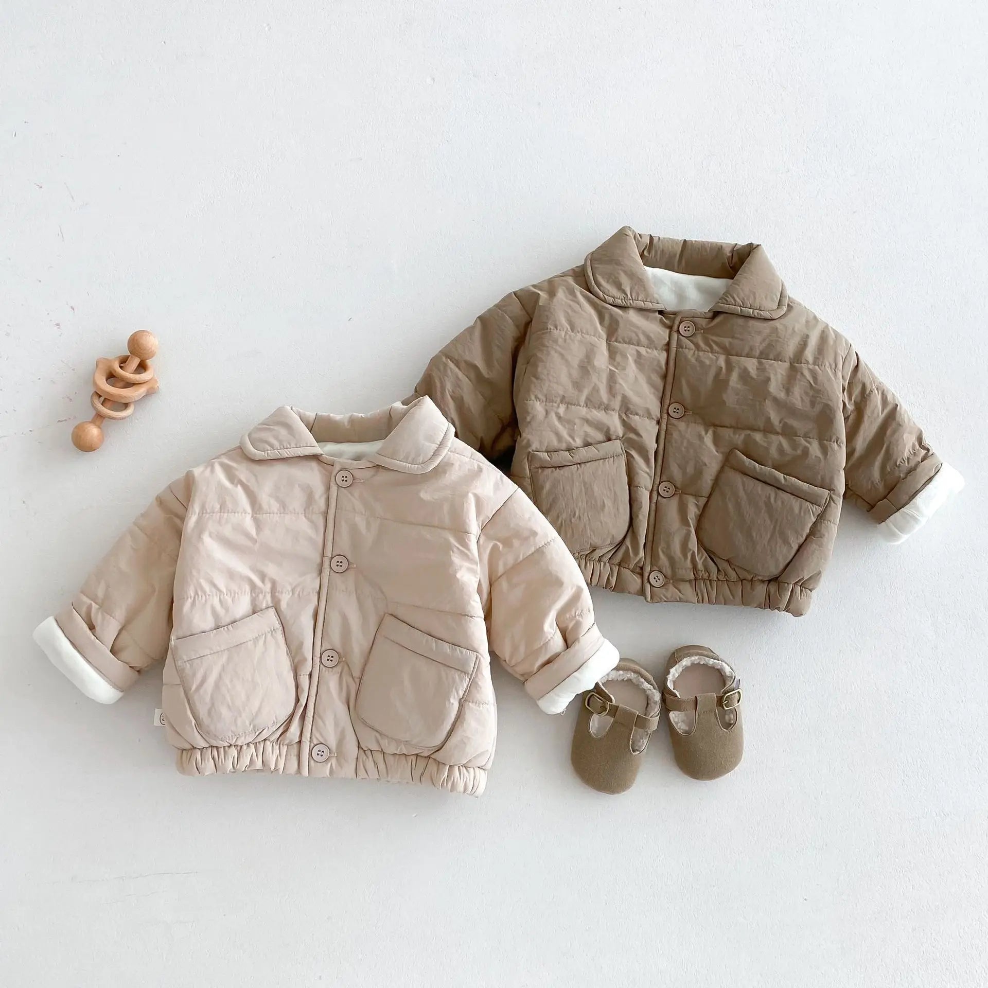 Solid Color Fur-Lined Warm Coat with Pockets SnugBubs Australia