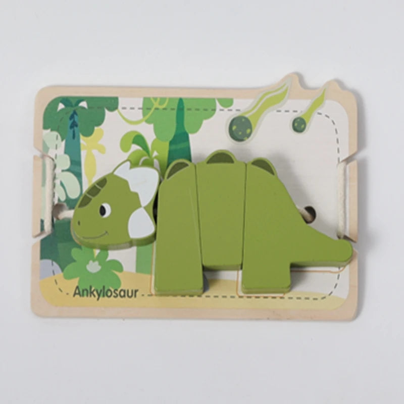 Montessori Wooden Dinosaur Threading Toy – Fine Motor Puzzle for Toddlers SnugBubs Australia