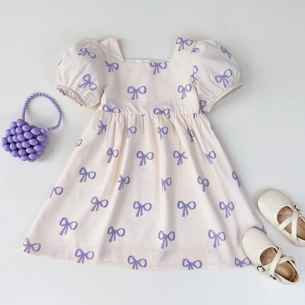 Bow Print Casual Dress