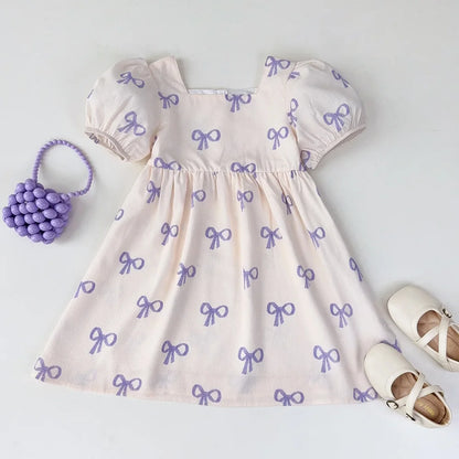 Bow Print Casual Dress