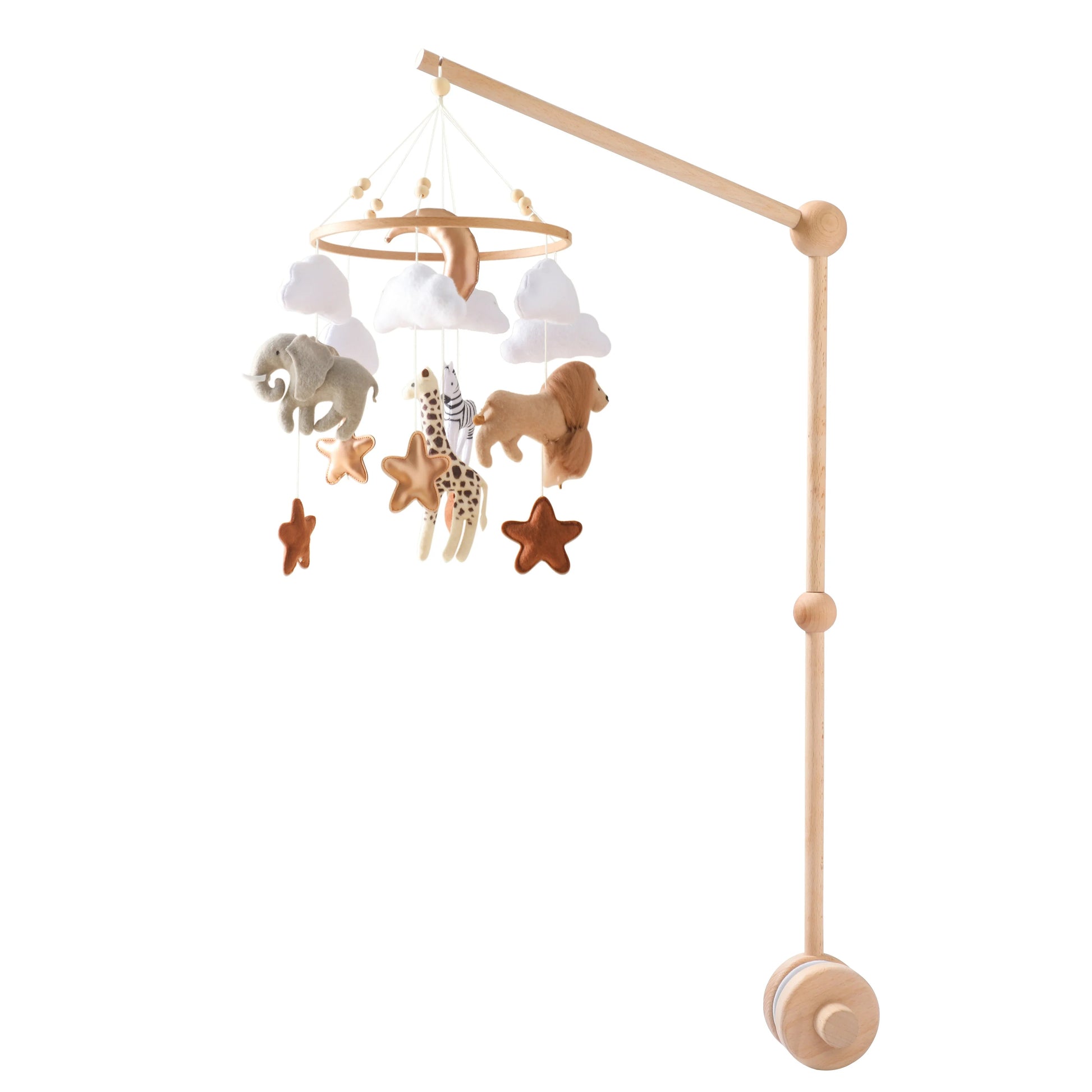 Wooden Mobile Bed Bell Crib Bracket Animal Kingdom Soft Felt Bed Bell Newborn Music Box Hanging Toy Baby Toys S for 0 12 Months SnugBubs Australia