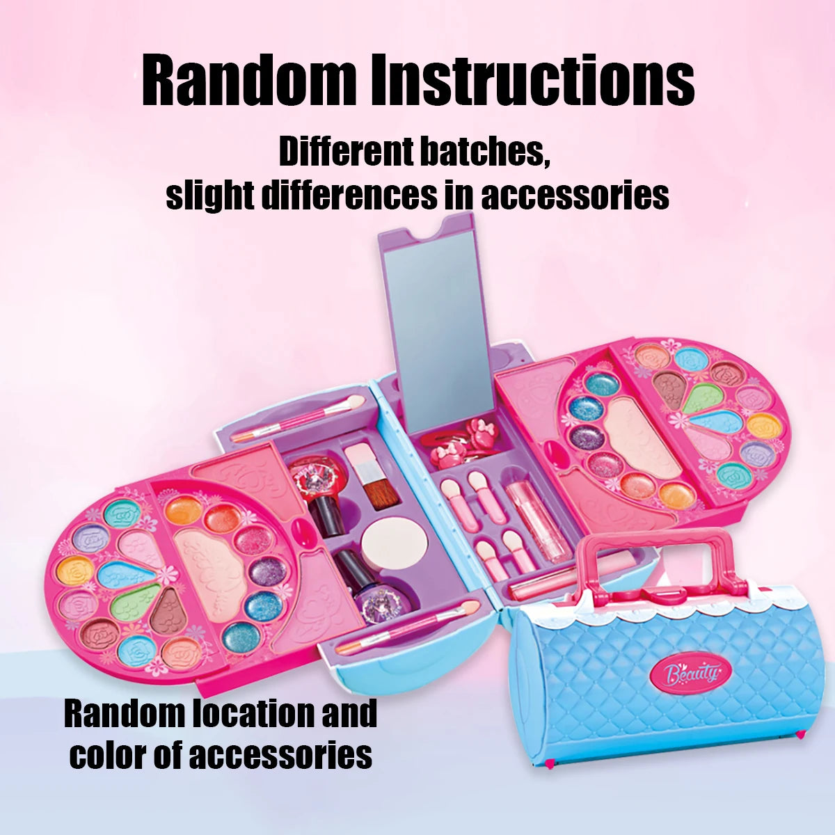 Kids Washable Makeup Kit with Mirror – Pretend Beauty Toy Set in Little Bag - SnugBubs Australia