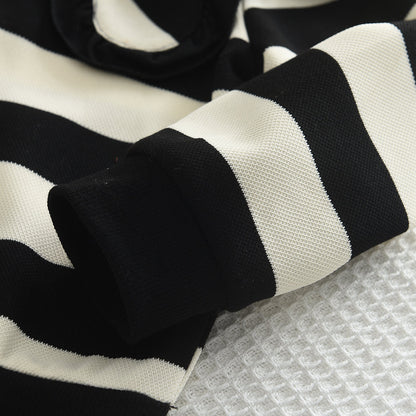 Long Sleeve Pleated Stripe Top & Bell-Bottom Pants Set SnugBubs Australia