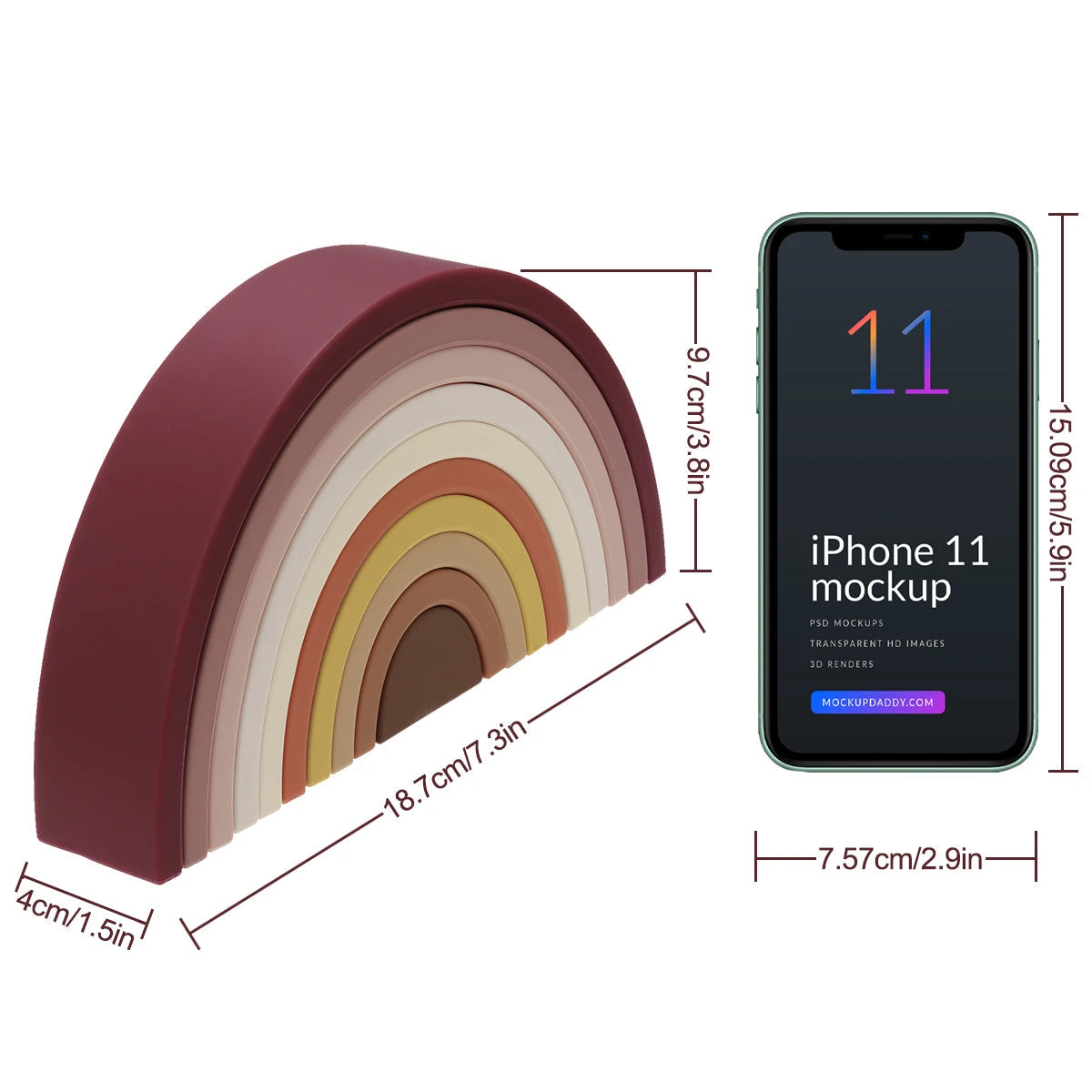 10-Piece Silicone Rainbow Stacking Toy SnugBubs Australia