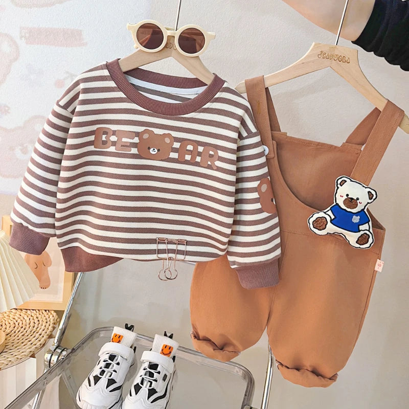Kids Striped T-Shirt and Overall Set SnugBubs Australia