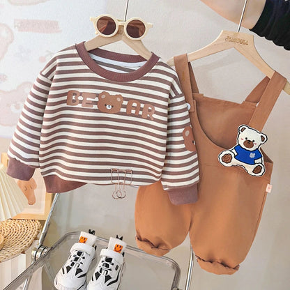 Kids Striped T-Shirt and Overall Set SnugBubs Australia