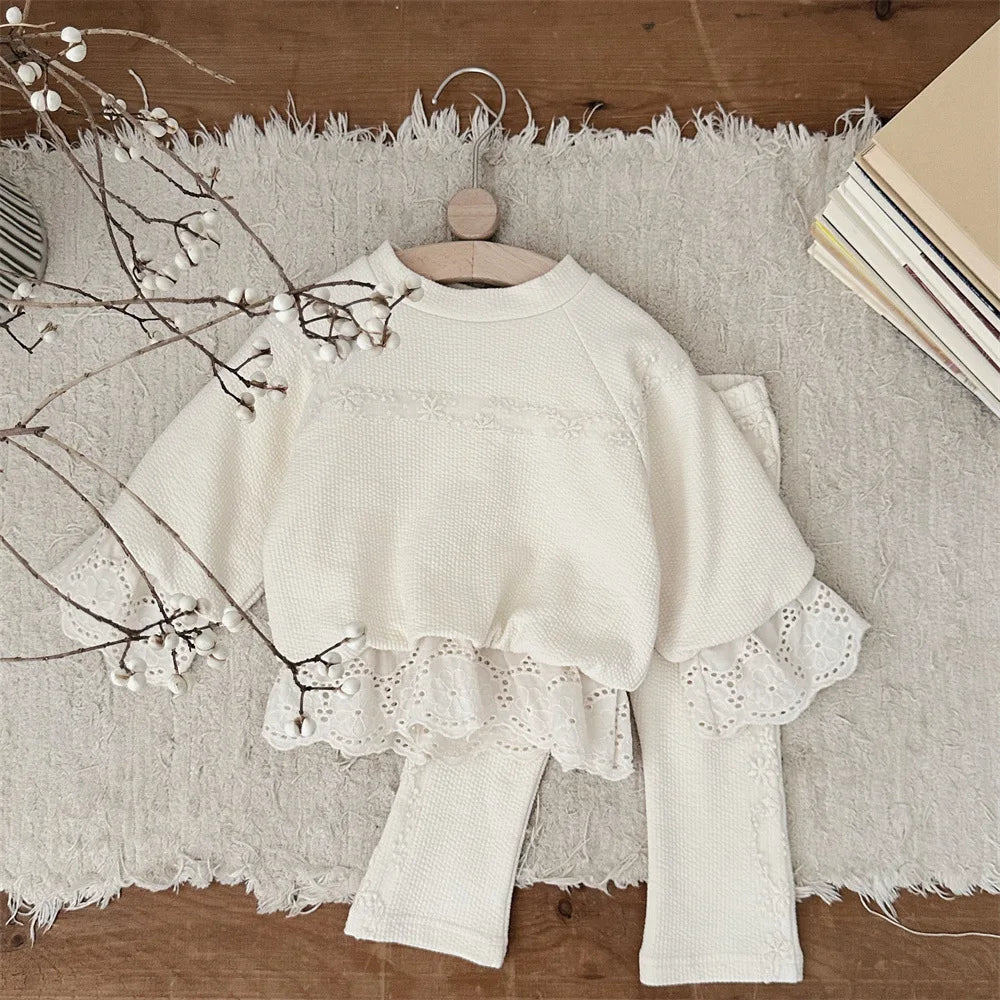 Cotton Lace Sweatshirt and Matching Pants SnugBubs Australia