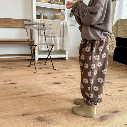 Autumn New Children Loose Trousers Vintage Flower Print Girls Harem Pants Baby Boys Casual Pants Cotton Baby Trousers Clothes SnugBubs Australia