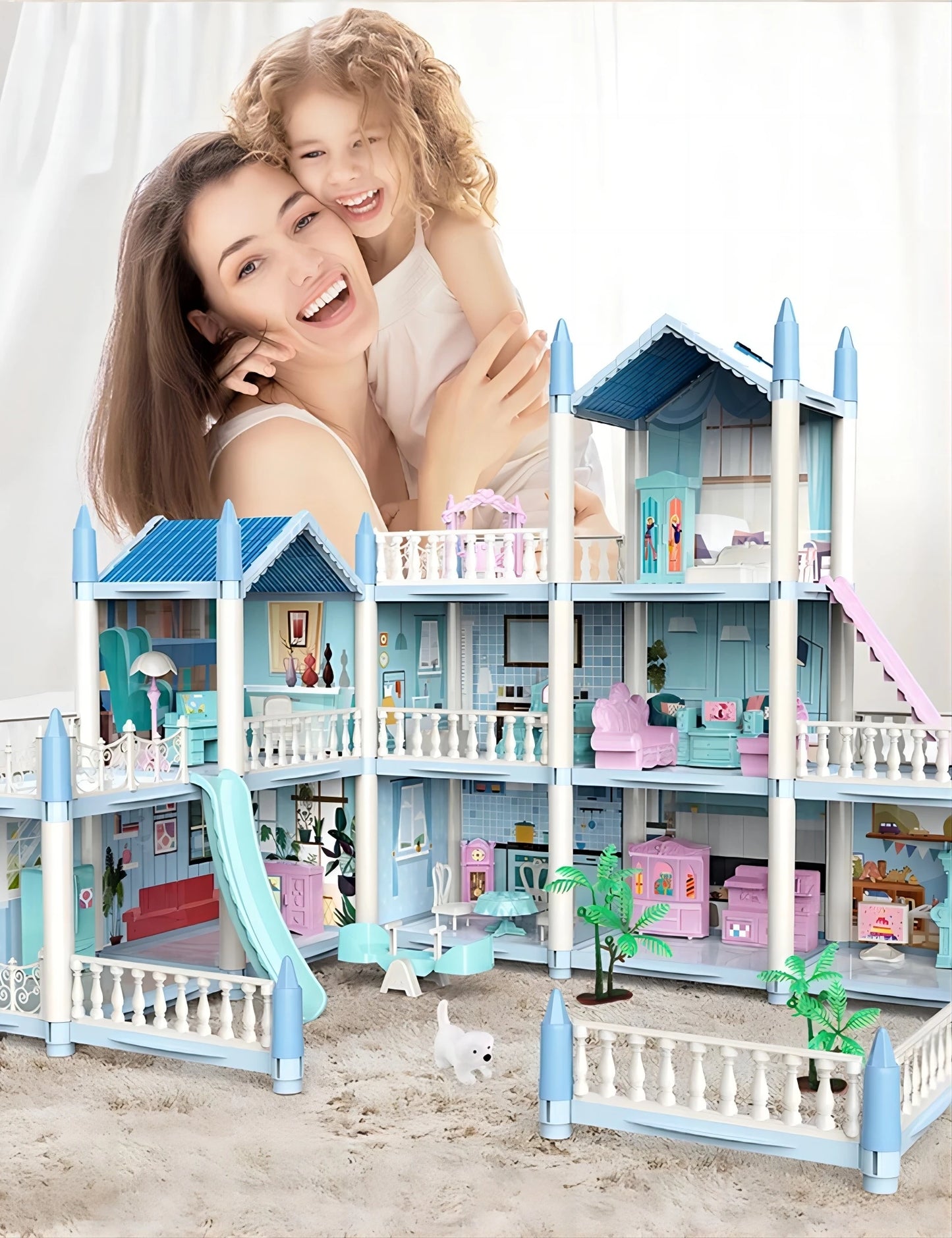 Children's Music Doll House Assembly Villa House 3D DIY Dream Princess Castle Villa Assembly Doll House Set Toy Girl Family Toy - SnugBubs Australia